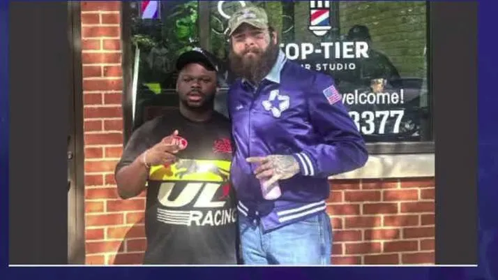 Post Malone with Austen outside Top Tier Hair Studio
